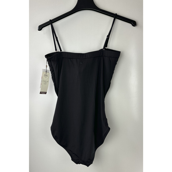 NWT CALIA Tummy Control Women's Bandeau One Piece Swimsuit Ruched Black Size 12 - Picture 7 of 11